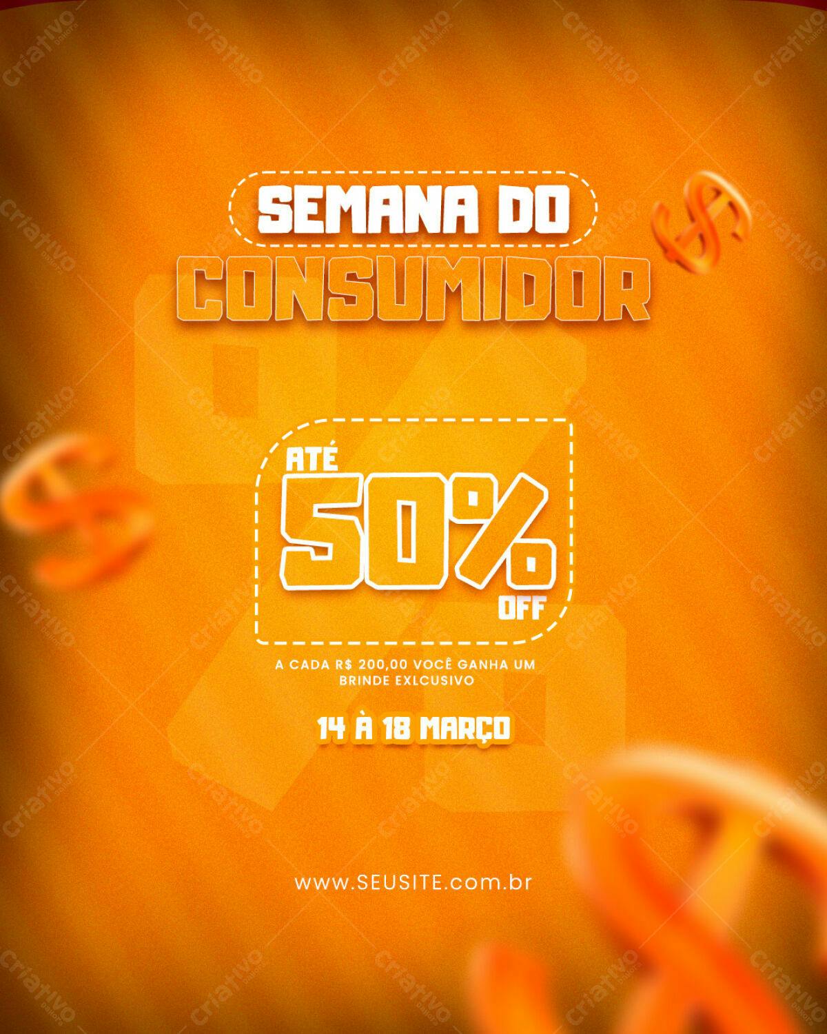 Flyer Semana do Consumidor com 50% de Desconto PSD Editável