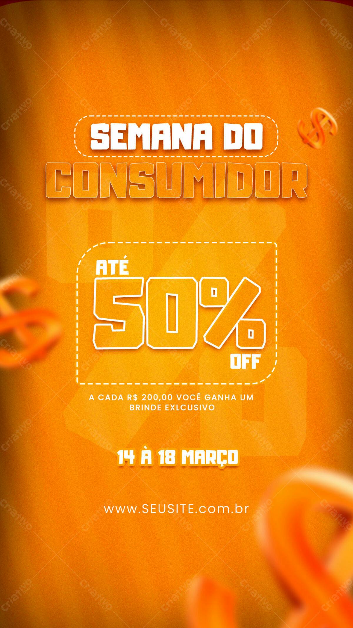 Flyer Semana do Consumidor com 50% OFF PSD Editável