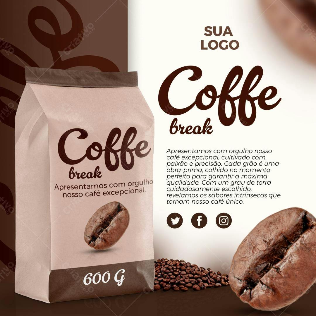 Embalagem para Café PSD Editável