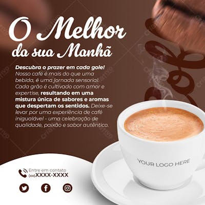 Post De Social Media Cafeteria Cafeína Grãos Panificadora