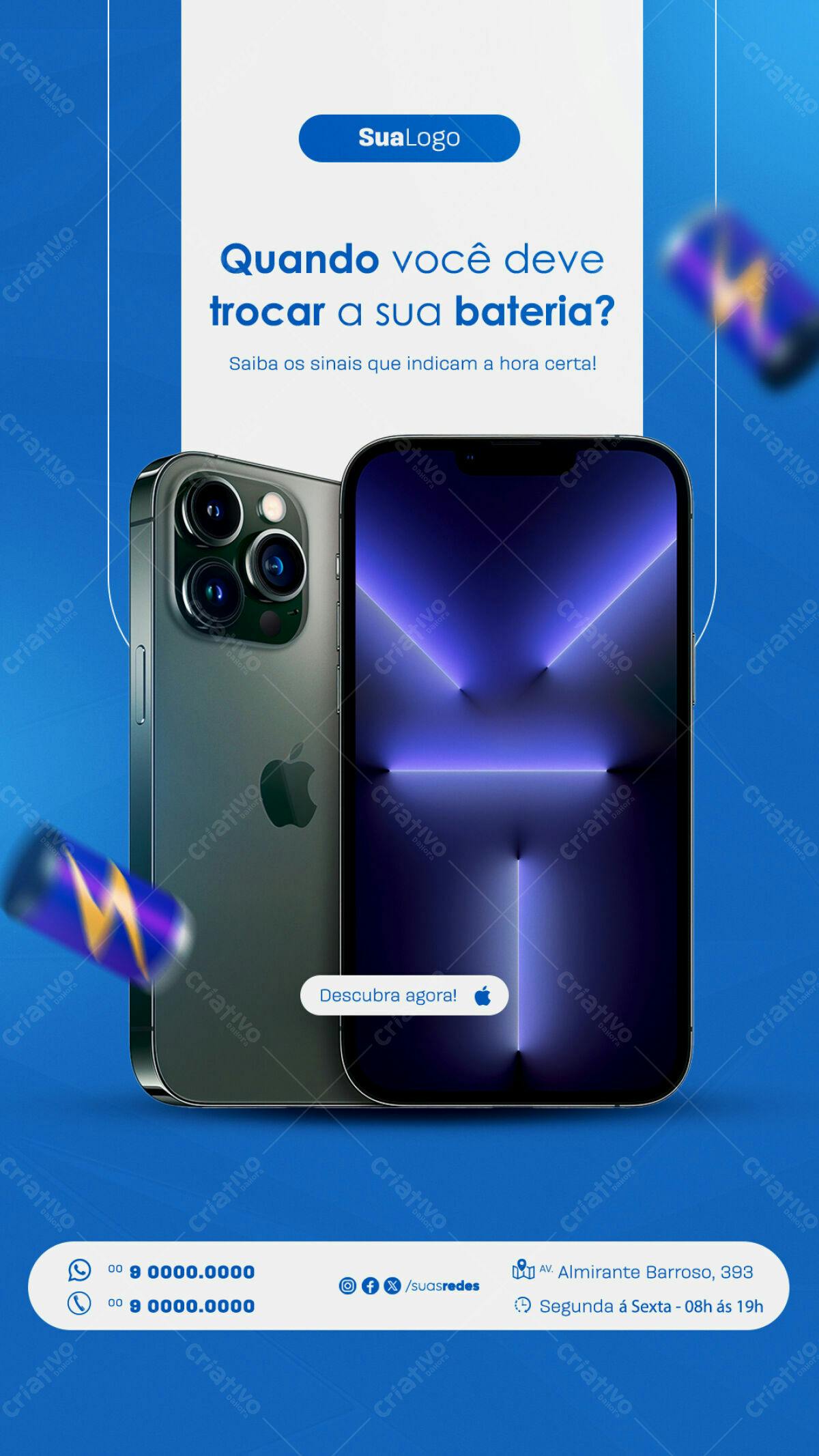 Banner para Troca de Bateria iPhone PSD Editável