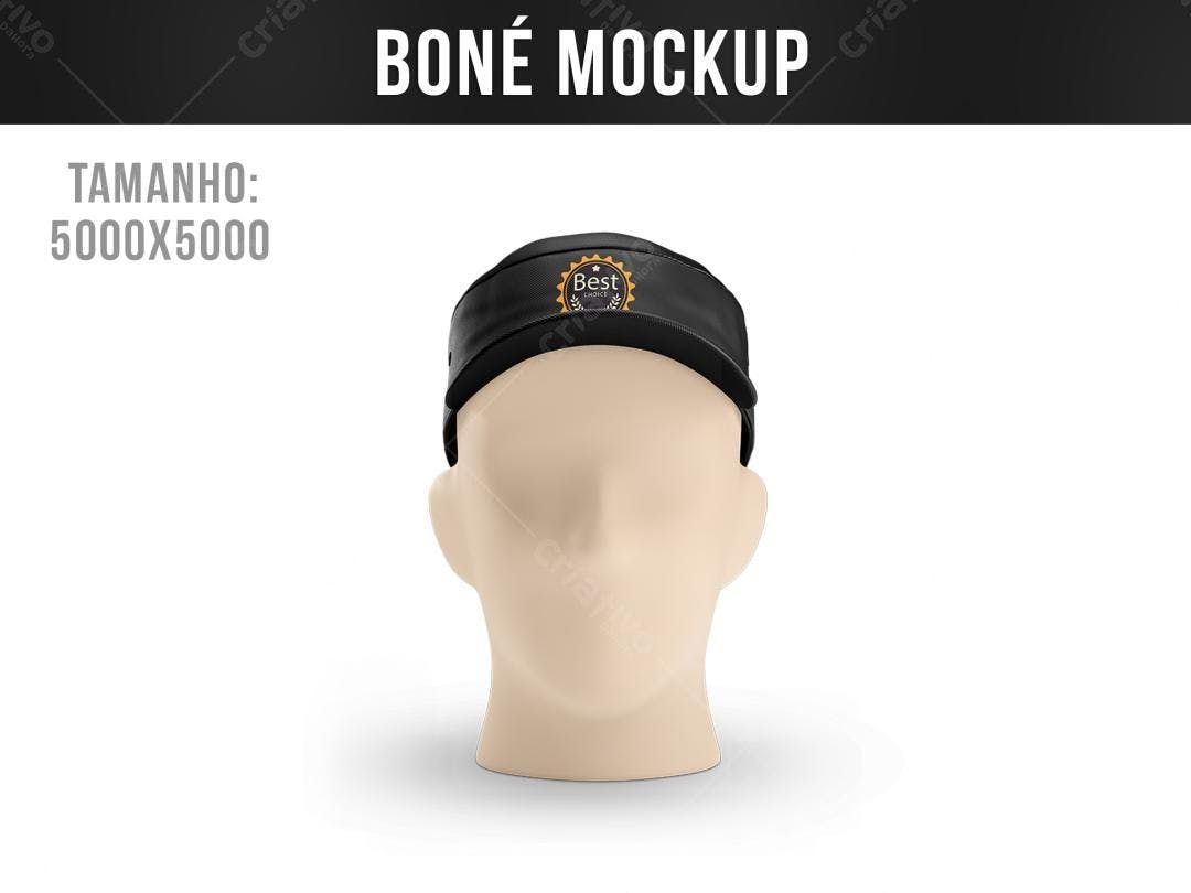 Mockup Boné Preto Realista com Logo Dourada