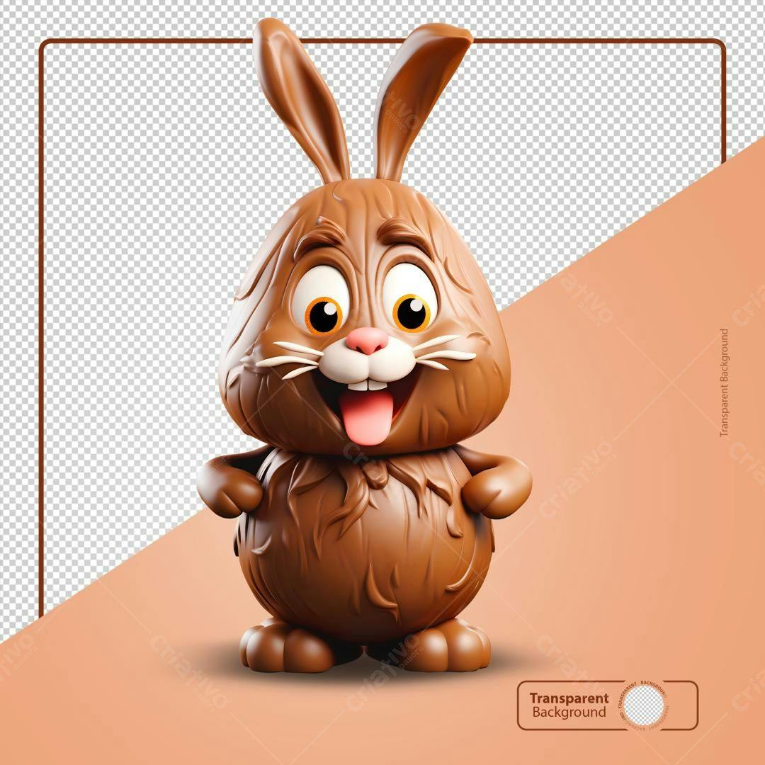 Coelhinho de Chocolate para Páscoa PSD Editável