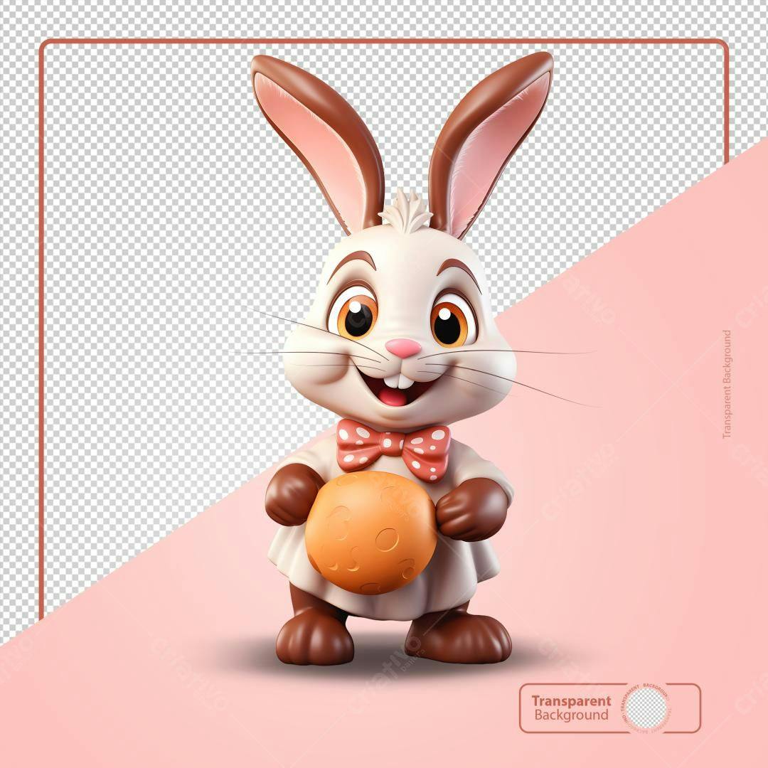 Personagem Coelho Páscoa PSD Editável