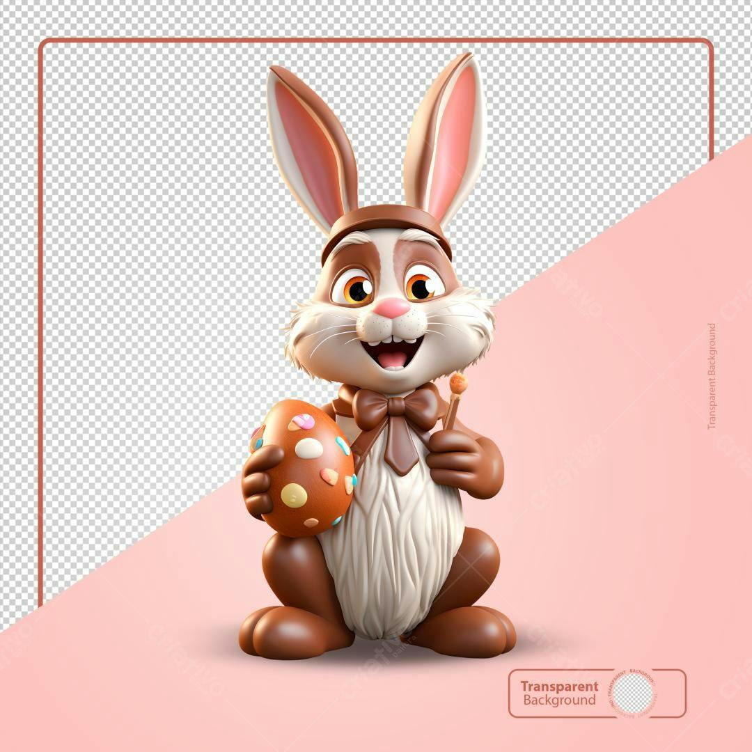 Coelhinho de Páscoa Chocolate PSD Editável