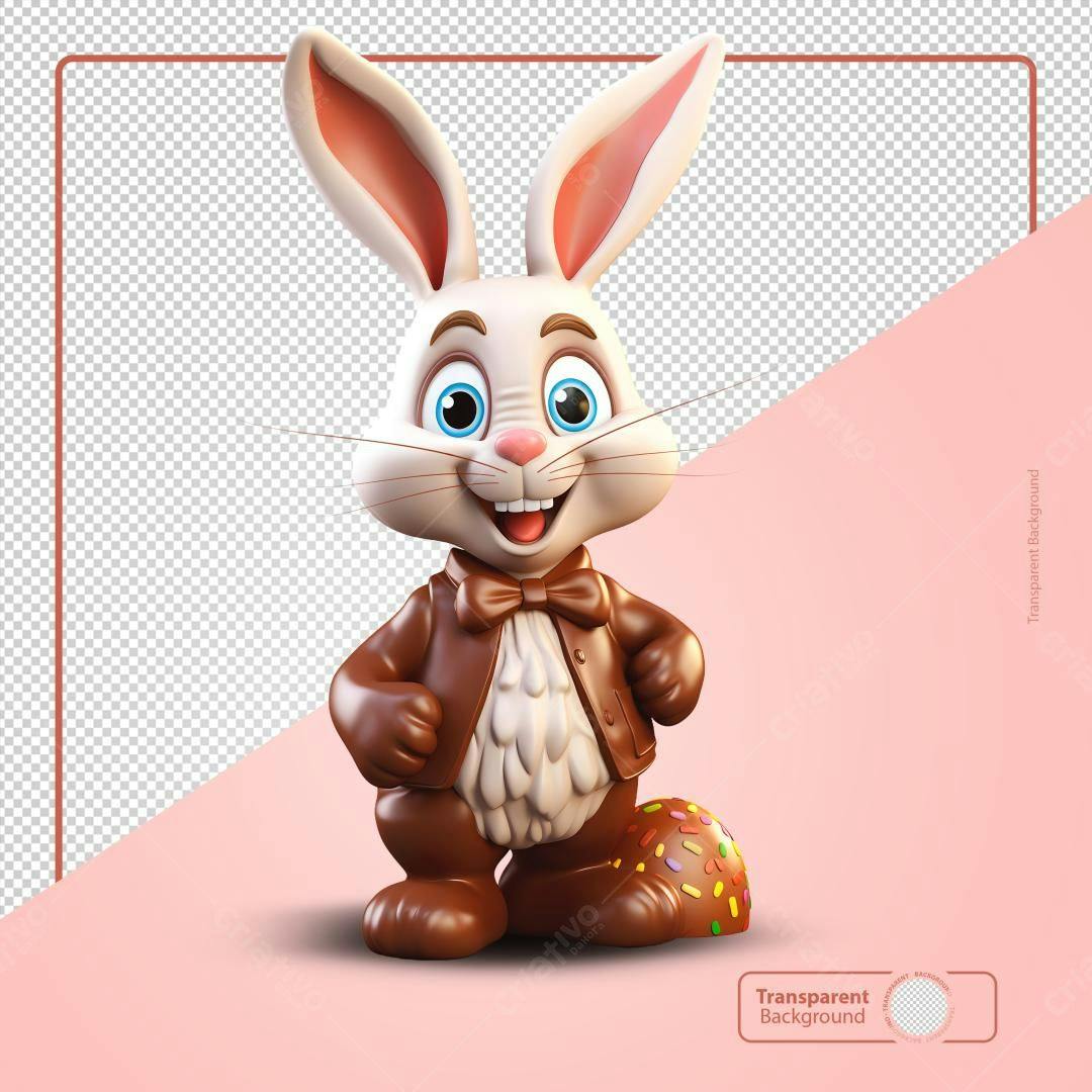 PSD Coelho de Páscoa em Chocolate para Design de Festas