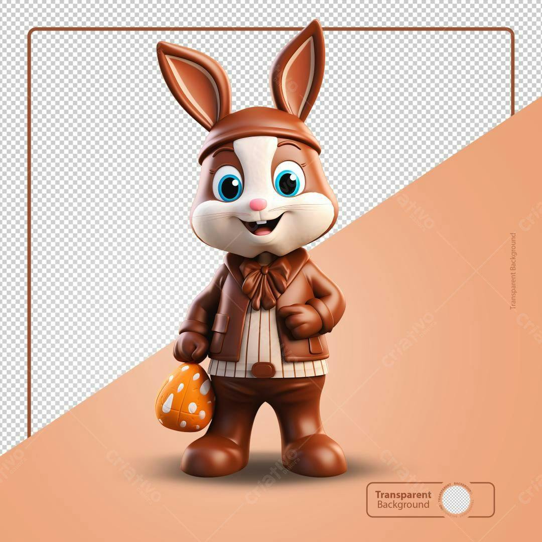 Coelhinho de Chocolate para Páscoa PSD Editável