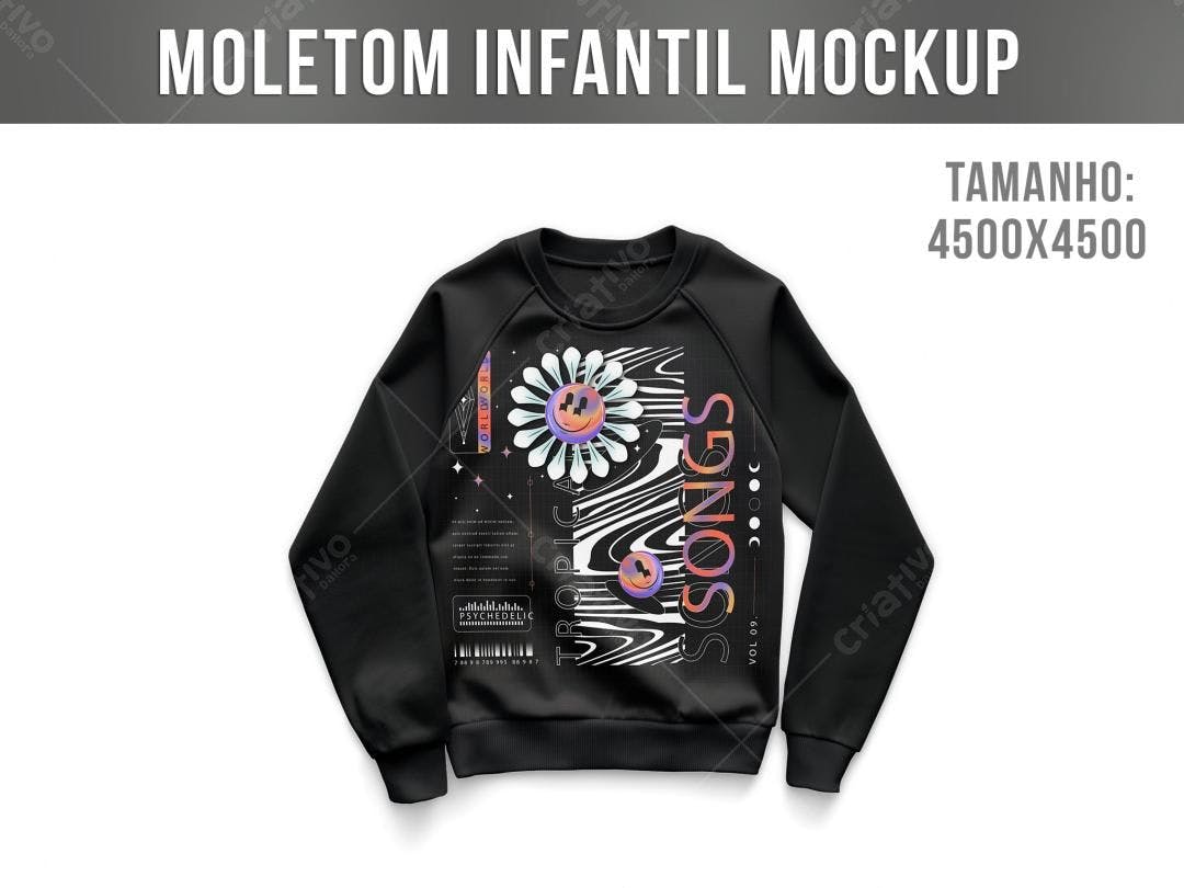 Mockup Camiseta Moletom Infantil: Design Psicodélico