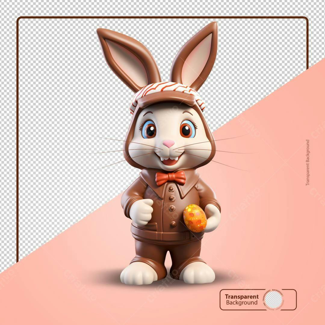 Coelhinho de Páscoa em Chocolate PSD Editável