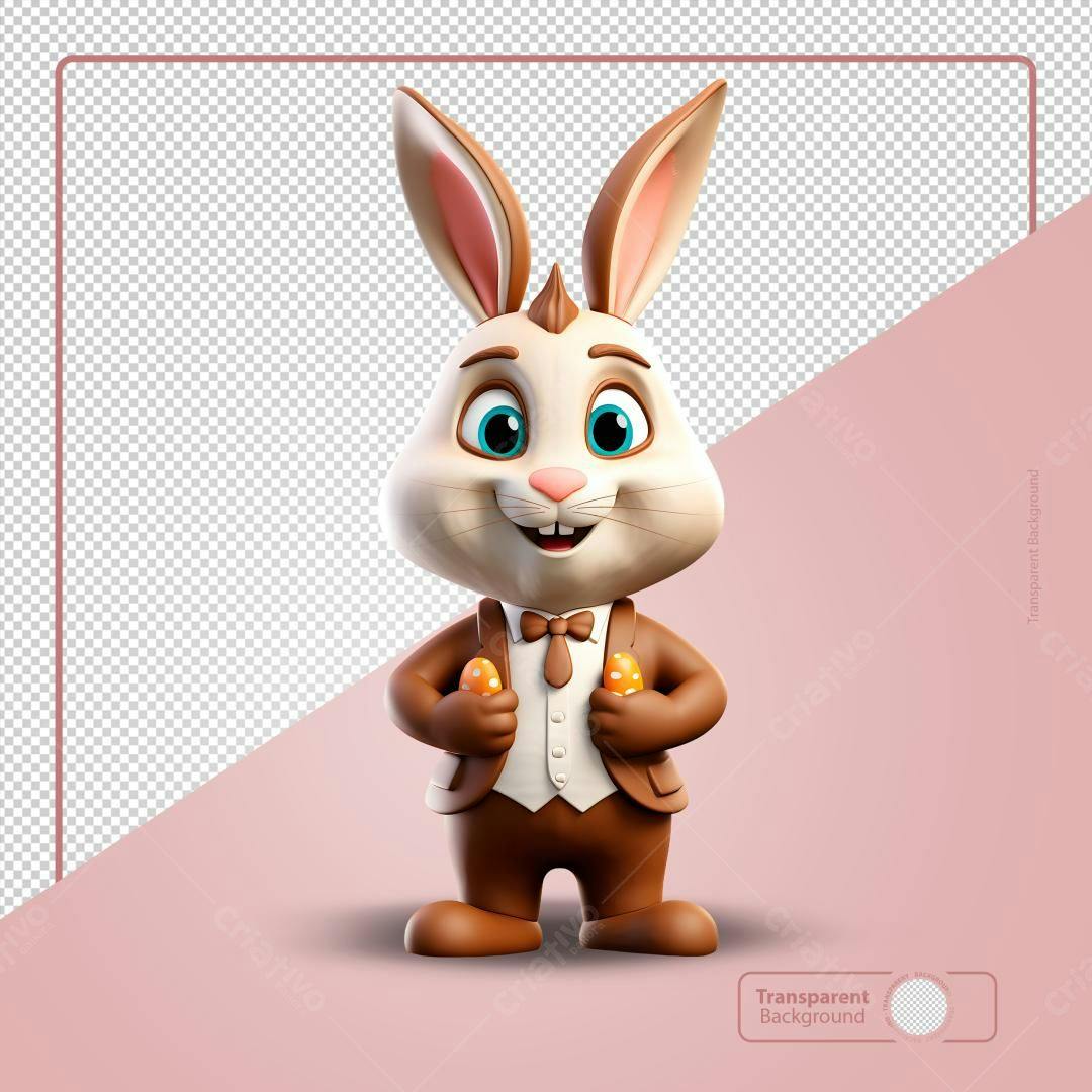 PSD Coelho Páscoa Ilustração 3D