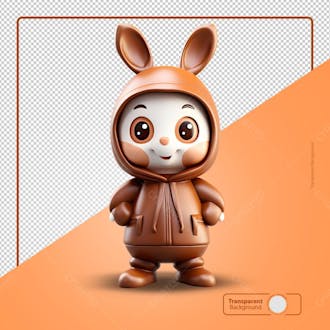 Personagem coelho da pascoa ilustração de chocolate em formato de coelhinho