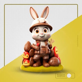 Personagem coelho páscoa saboreando este coelhinho de chocolate