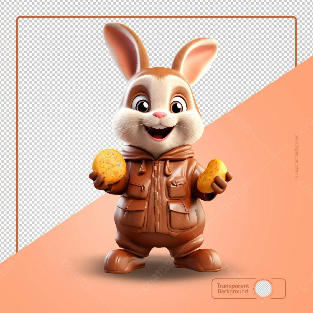 Icone Páscoa Coelho Chocolate PNG com fundo transparente