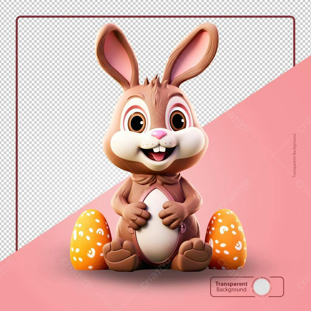 Icone Páscoa Coelho Marrom PNG com fundo transparente