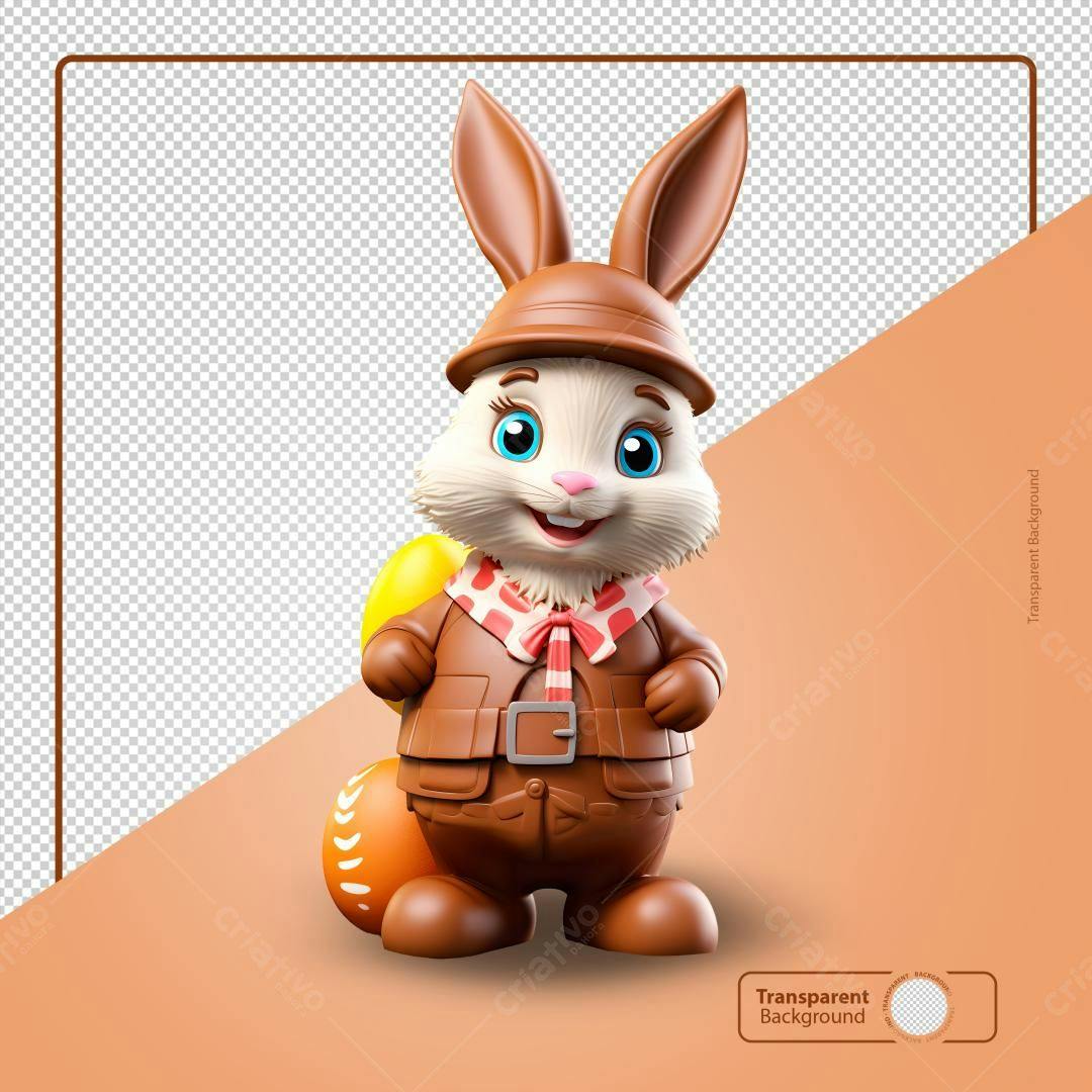 Icone Páscoa Coelho Chocolate PNG com fundo transparente