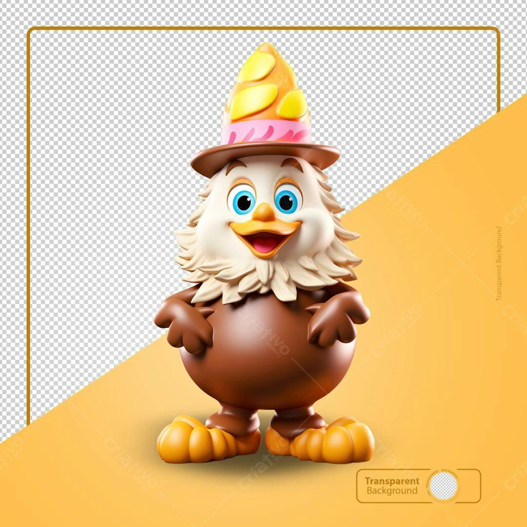 Icone Páscoa Frango Chocolate PNG com fundo transparente