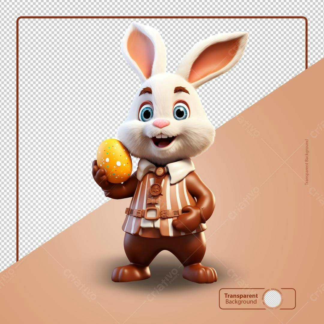 Icone Páscoa Coelho Chocolate PNG com fundo transparente