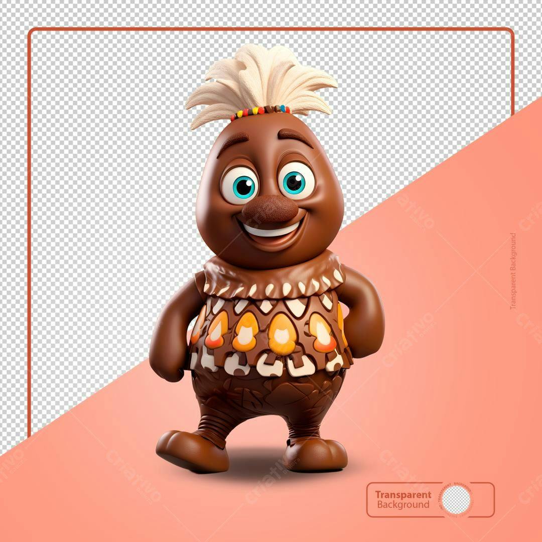 Personagem de Chocolate PSD para Páscoa Editável