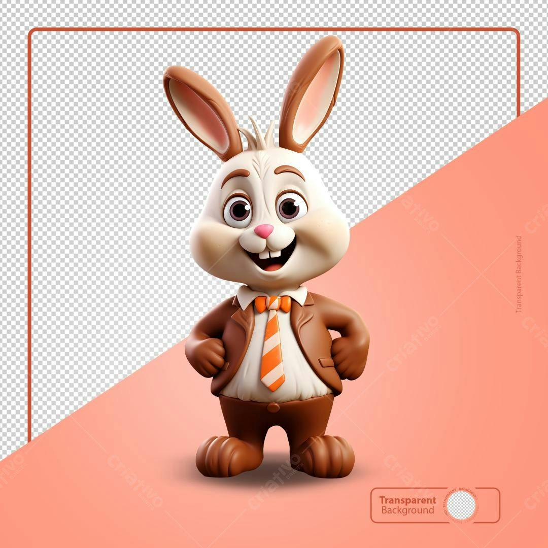 Personagem Coelho Páscoa PSD Editável
