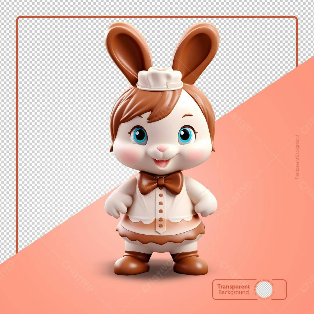 Personagem Coelho Confeiteiro PSD Editável
