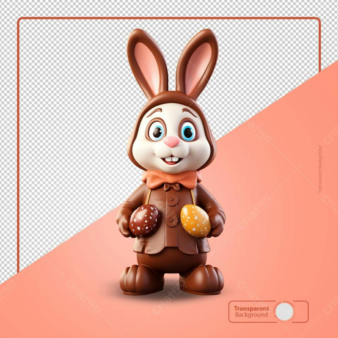 PSD Coelho de Páscoa com Ovos de Chocolate Editável