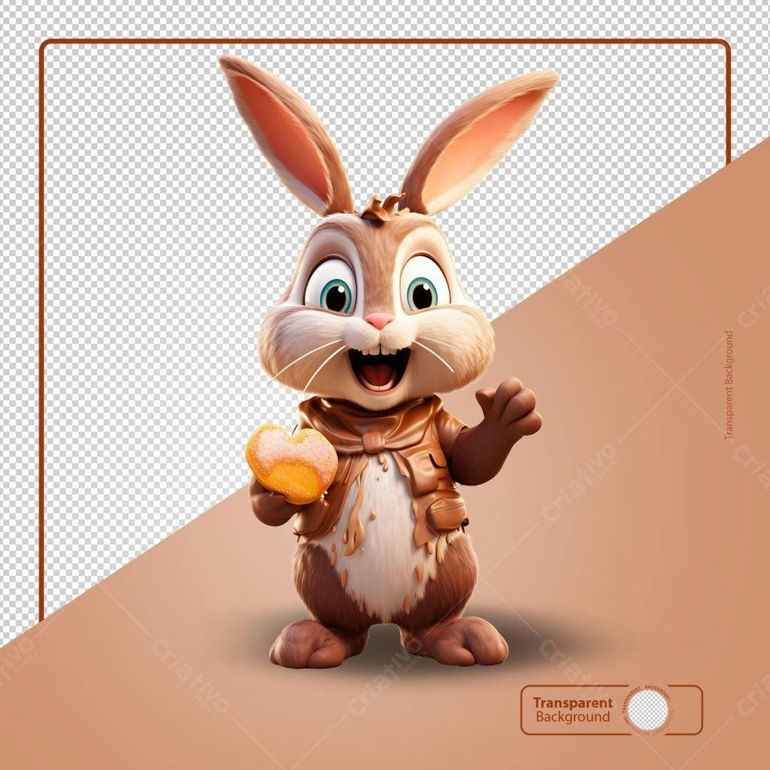 Personagem Coelho Páscoa PSD Editável