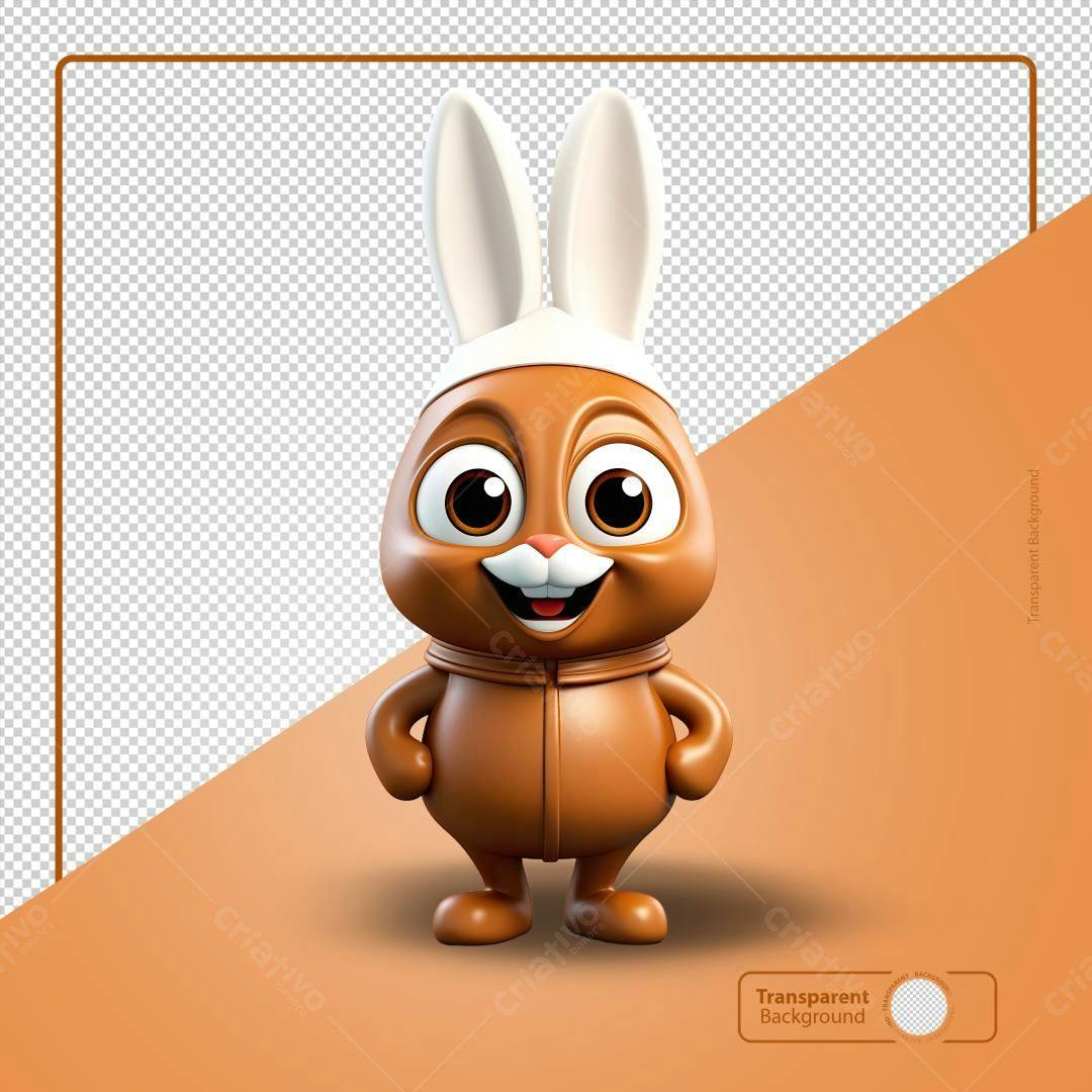 PSD Coelho Páscoa 3D fofo PSD Editável