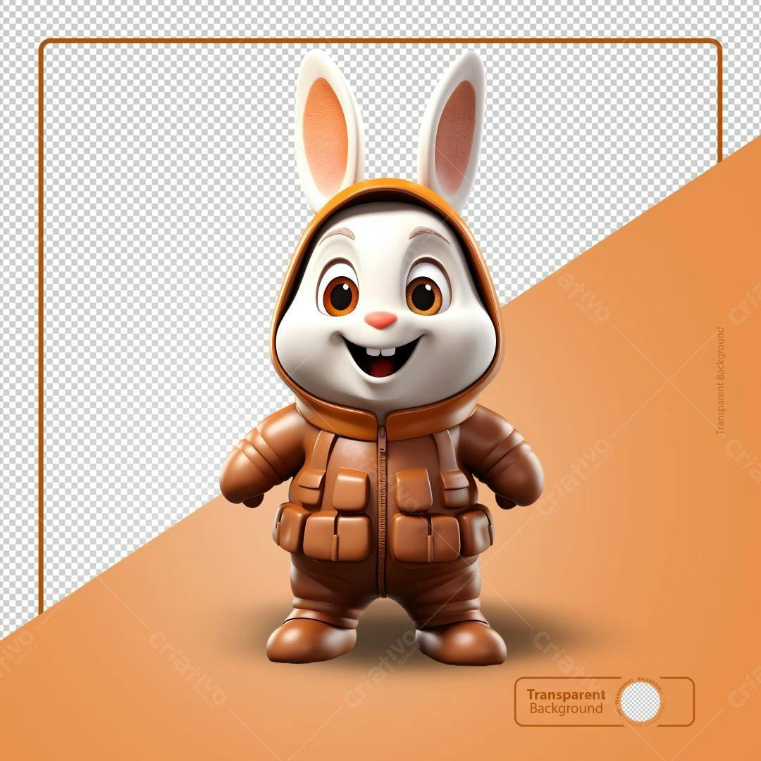 PSD Coelho fofinho para Ilustrações Infantis PSD Editável