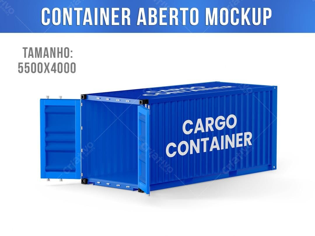 Mockup de Container de Carga Azul - Realista