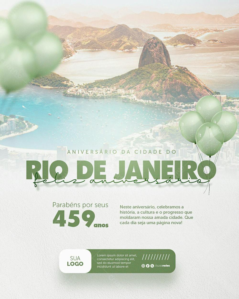 Aniversário Cidade Rio De Janeiro 459 Anos Social Media Post Feed Vertical