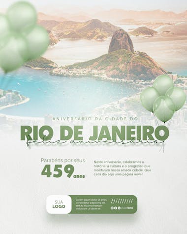 Aniversário cidade rio de janeiro 459 anos social media post feed vertical