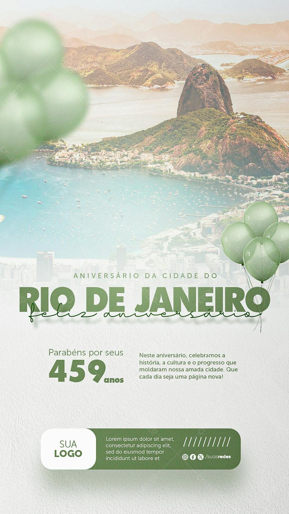 Aniversário Cidade Rio De Janeiro 459 Anos Social Media Post Story