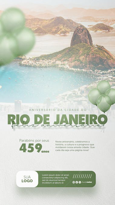 Aniversário cidade rio de janeiro 459 anos social media post story