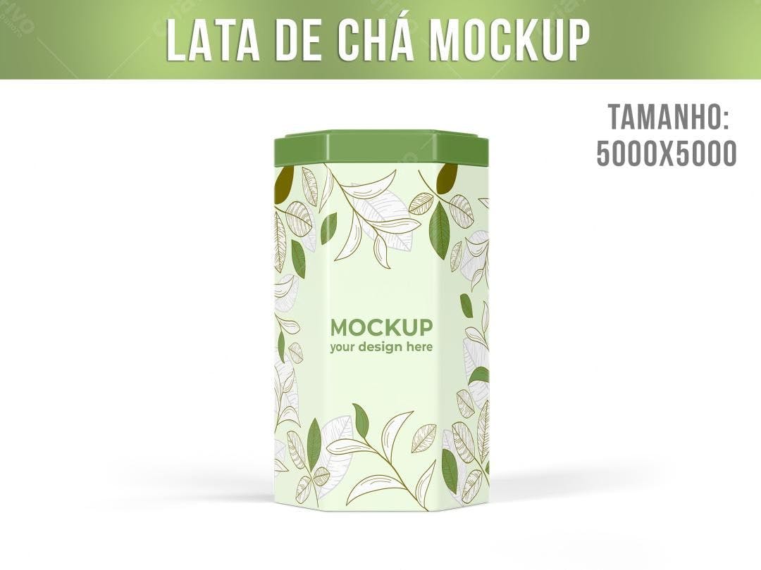 Mockup de Embalagem de Chá: Design Minimalista em Verde e Branco