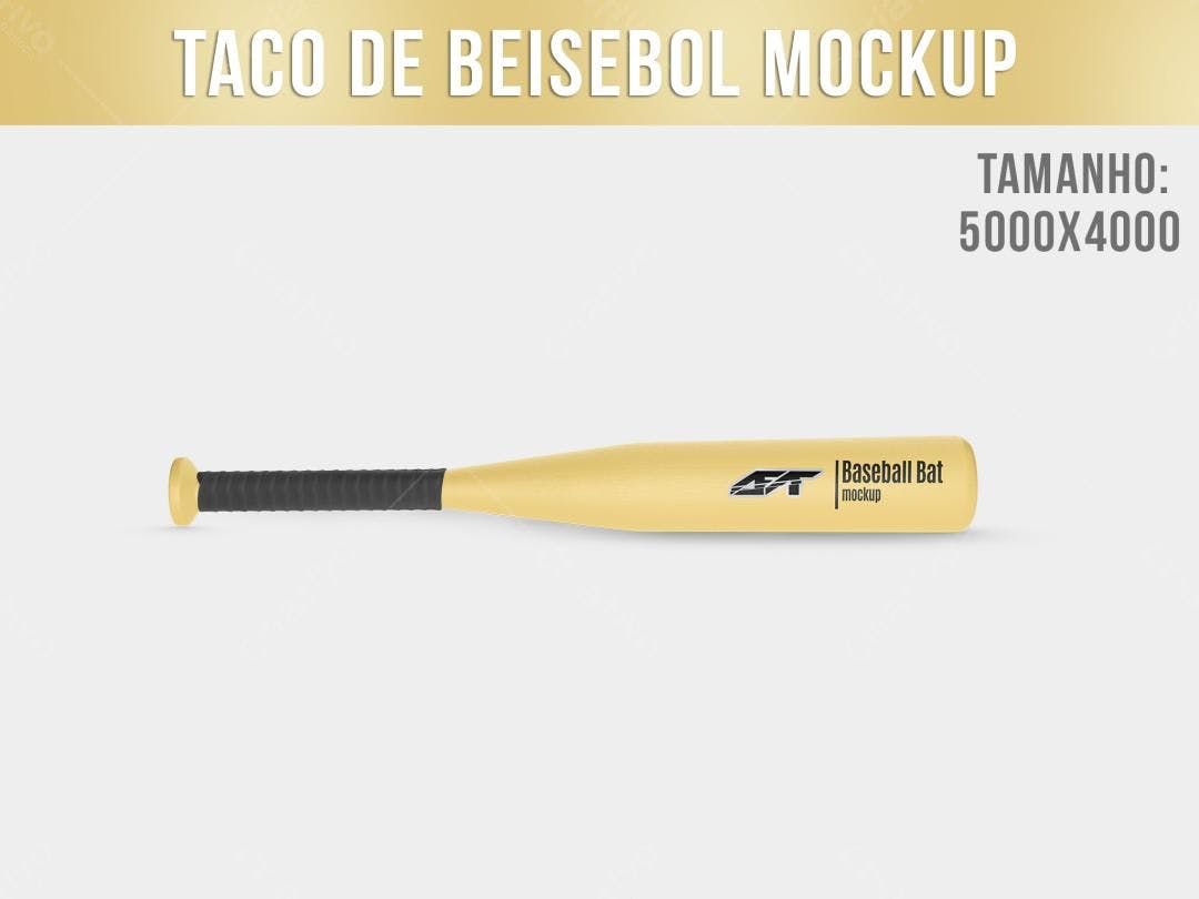 Mockup de Taco de Beisebol Realista em Amarelo Claro