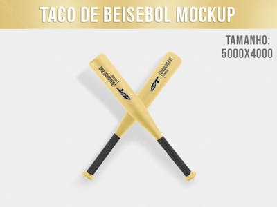 Dois Tacos De Beisebol De Madeira Mockup 