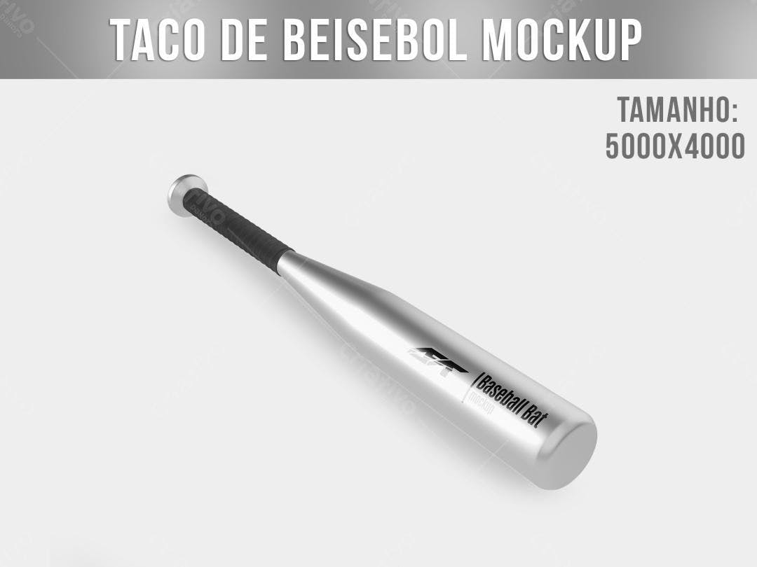 Mockup de Taco de Beisebol Realista em Prata