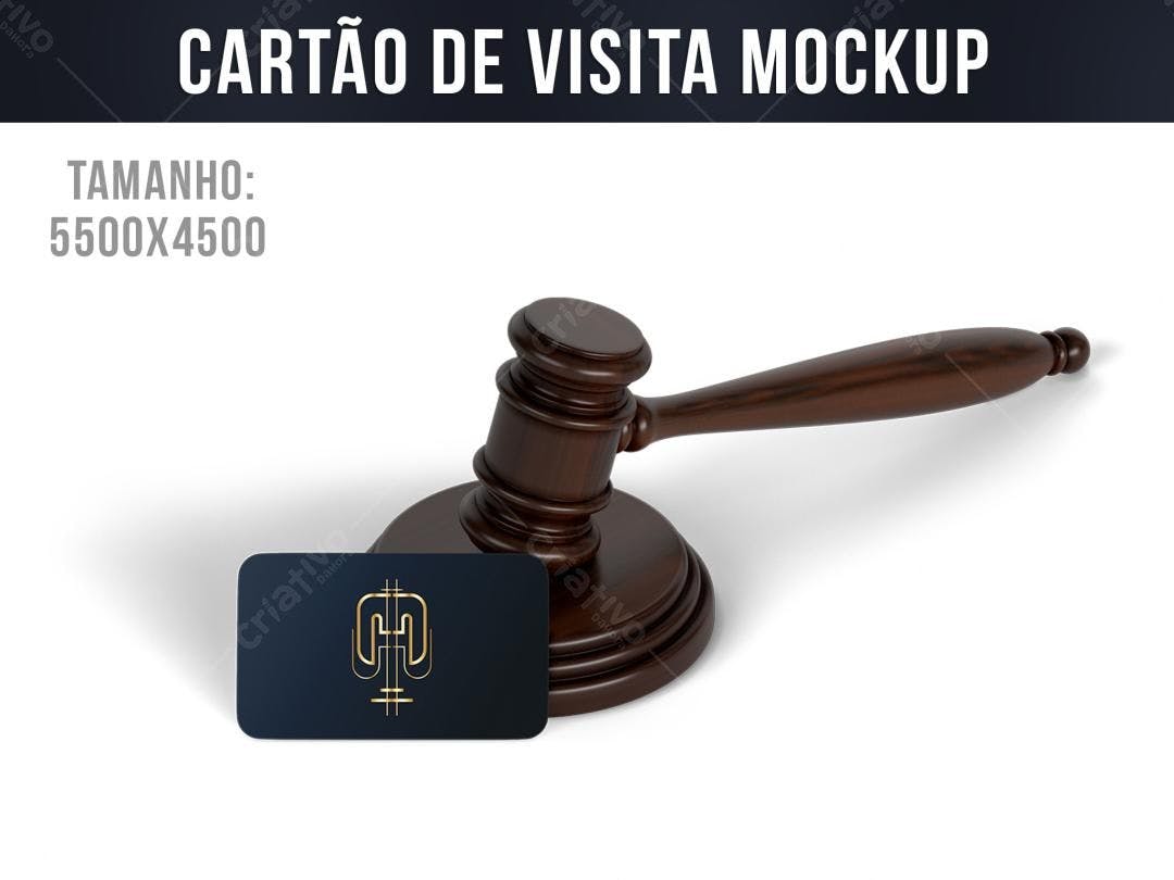 Mockup de Cartão de Visita com Martelo de Juiz - Design Moderno
