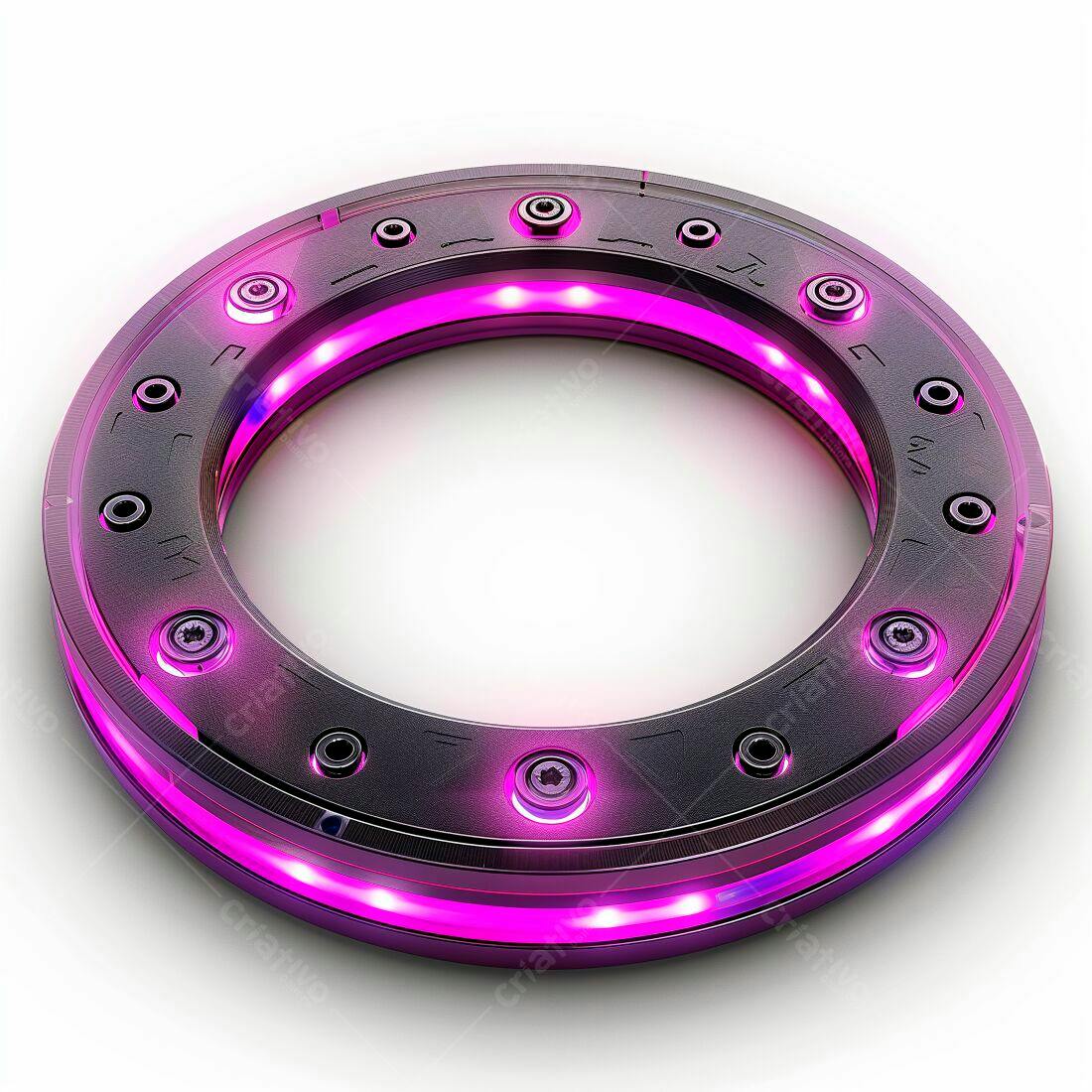 Aro metálico futurista com luzes rosa