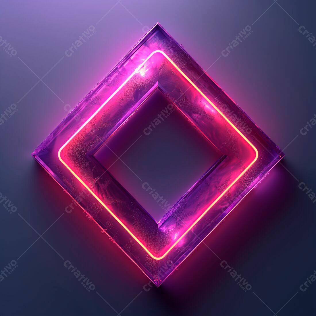 Moldura Neon Rosa e Roxa Abstrata