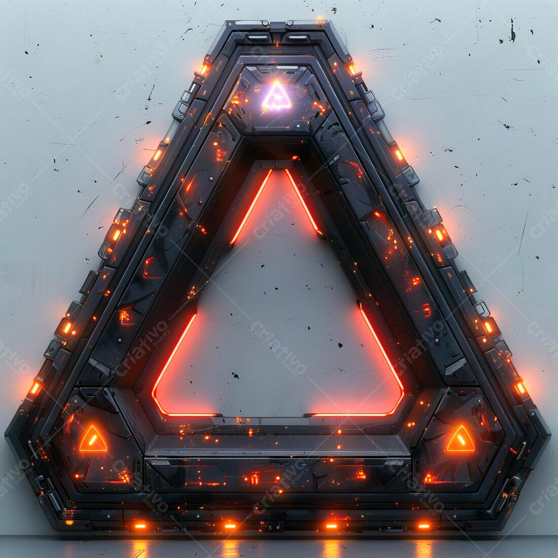 Portal Sci-Fi Triangular Laranja e Preto