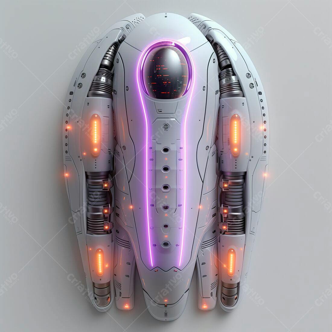 Nave espacial futurista branca e roxa