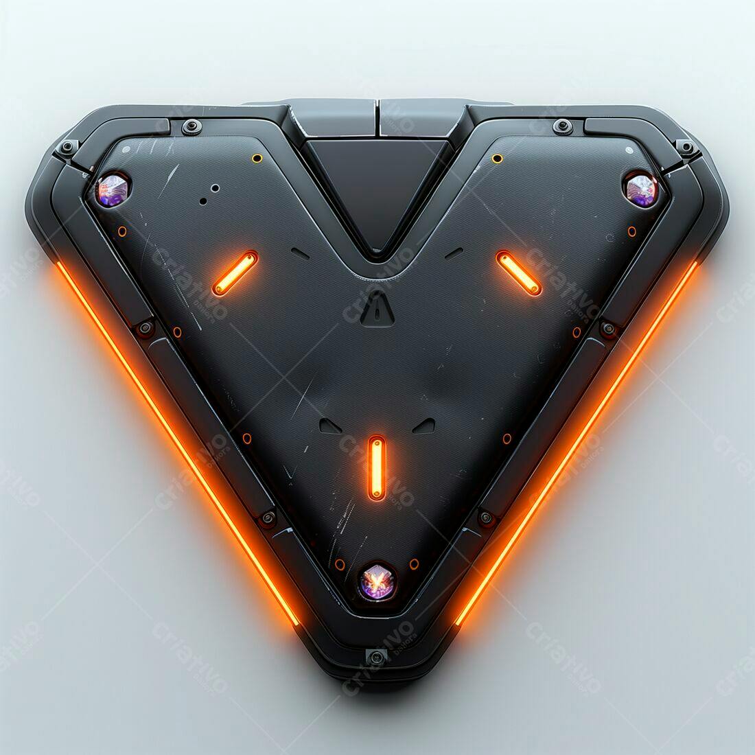 Painel triangular futurista com luzes laranja
