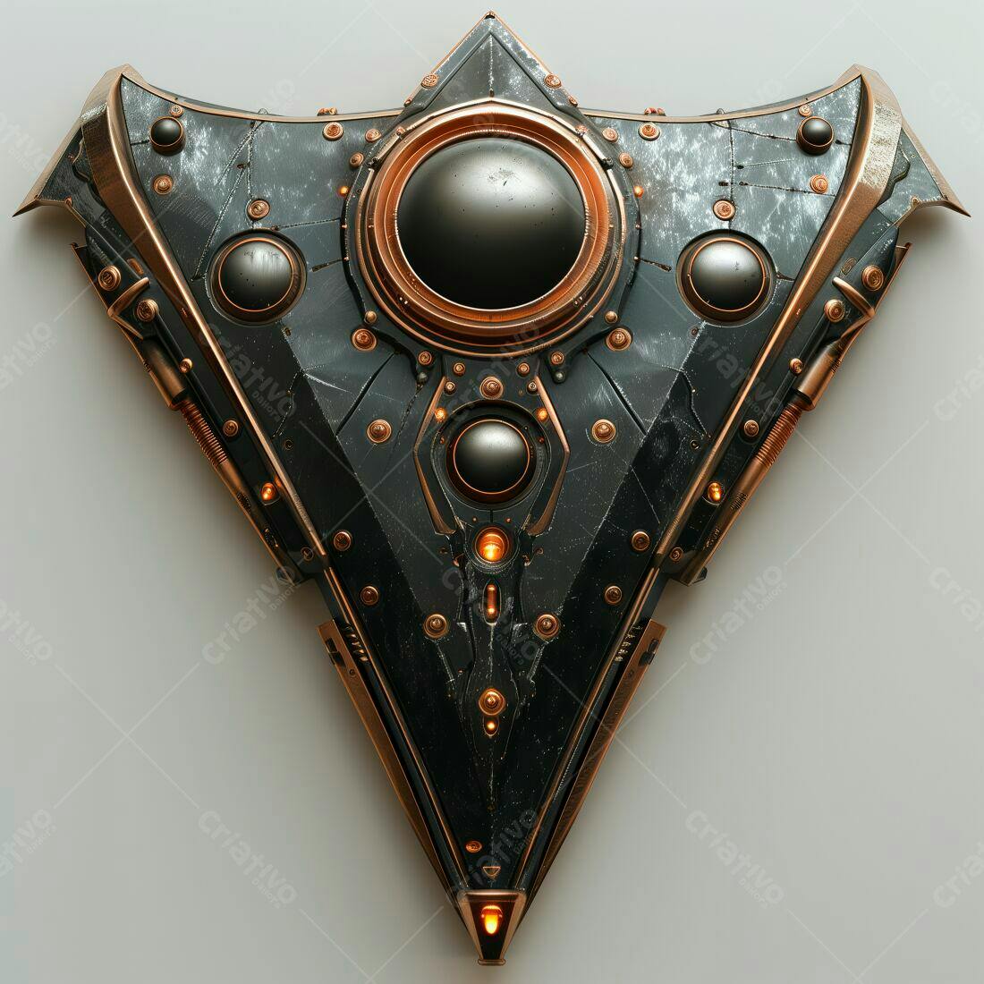 Escudo futurista preto e cobre