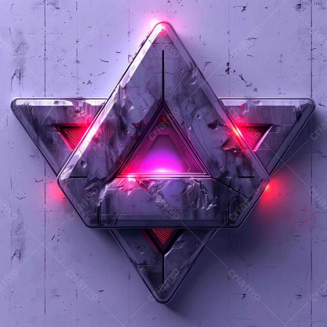 Arte Abstrata Triangular com Iluminação Neon