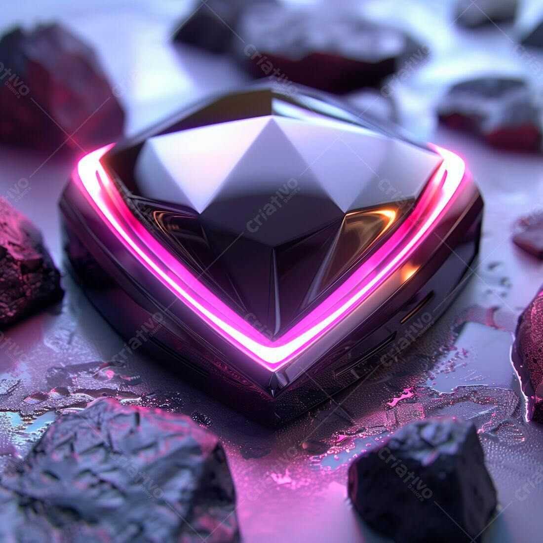 Objeto futurista com iluminação rosa