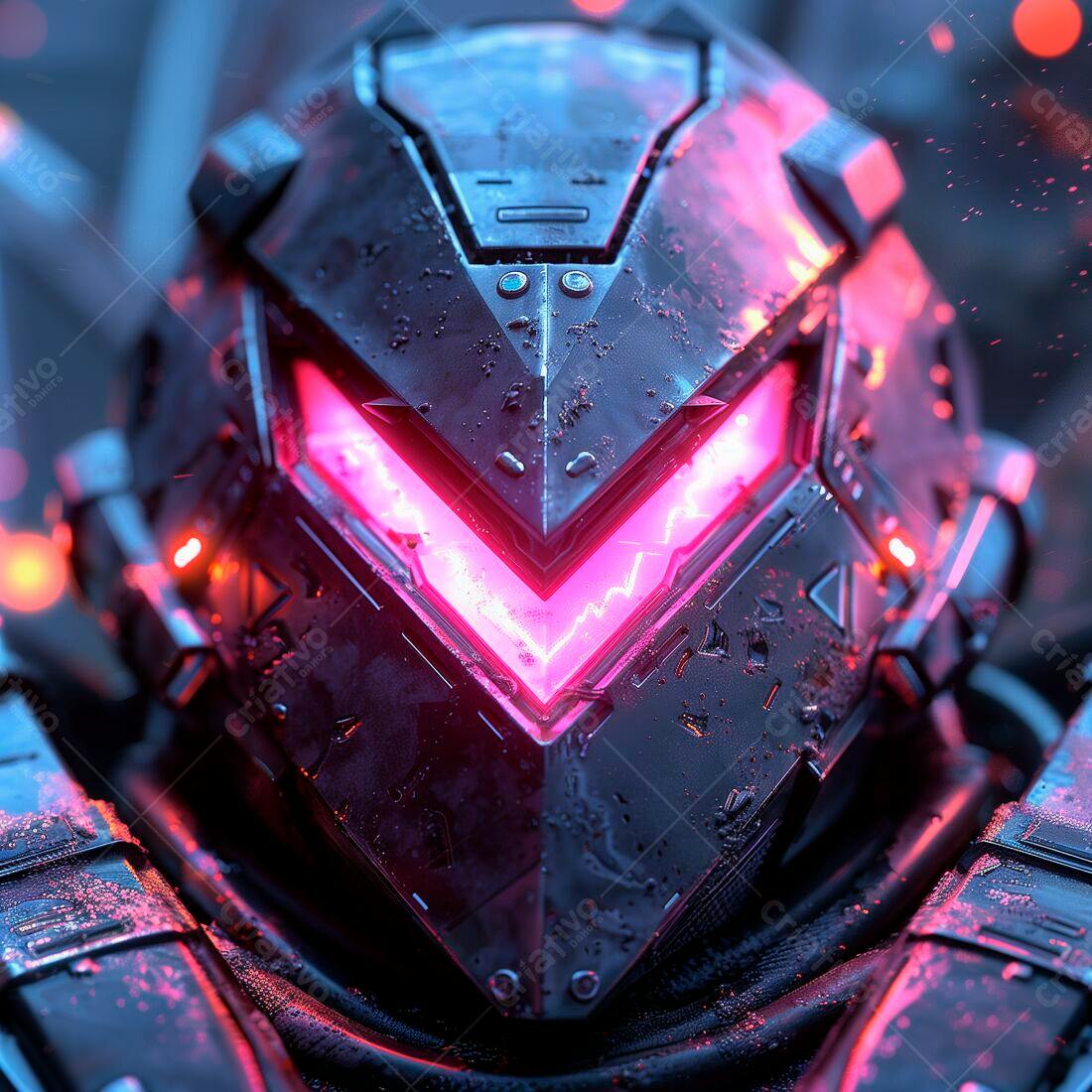 Capacete futurista rosa e preto
