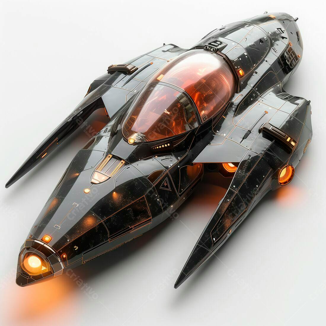 Nave espacial futurista preto e laranja