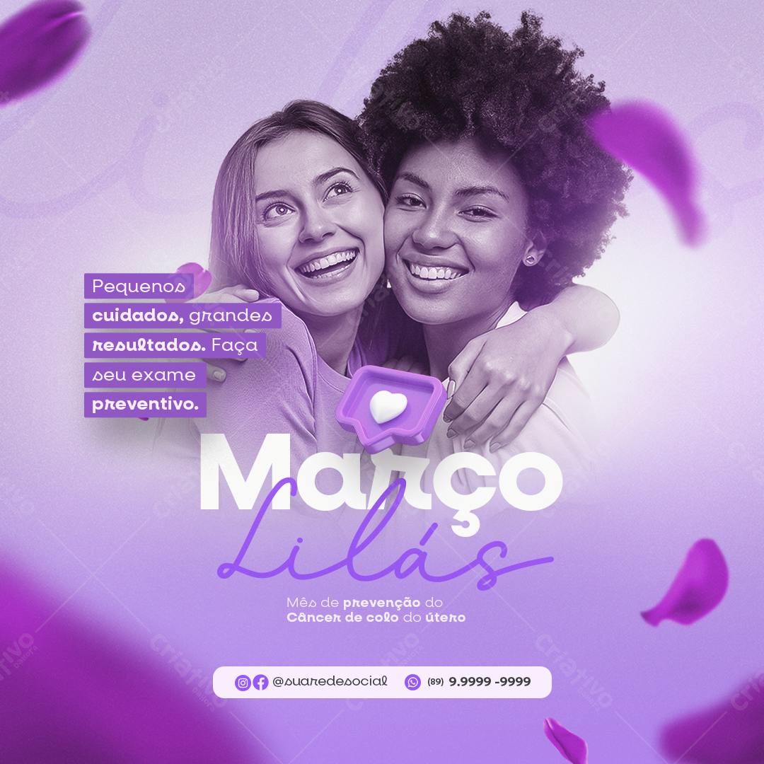 Postagem para o Mês Lilás PSD Editável