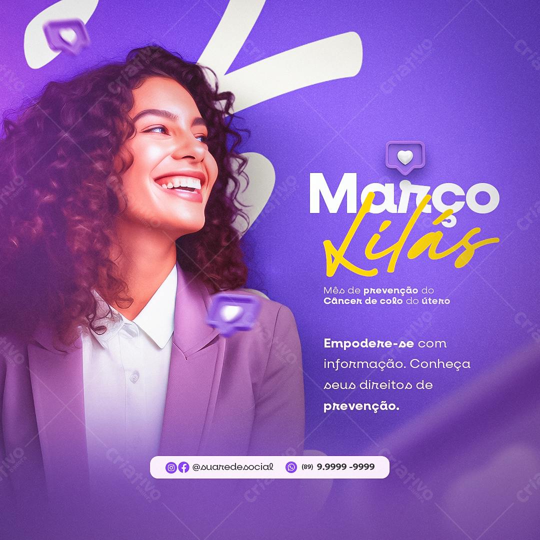 Post para o Mês de Prevenção do Câncer de Colo do Útero PSD Editável